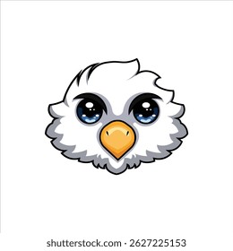 A cute and colorful flat-style animal head illustration featuring a eagle. Perfect for children's content, educational materials, and sticker sets.