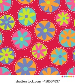 Cute colorful flower with circle background