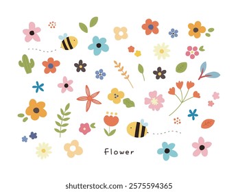 Cute colorful flower hand drawn illustration