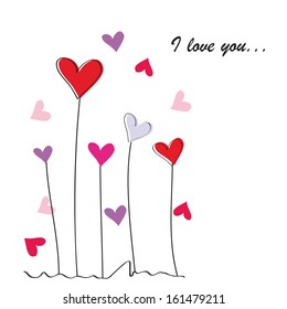Cute and colorful flower with hearts