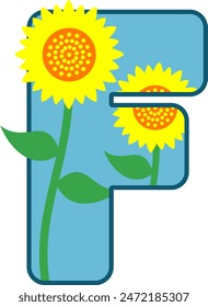 Cute Colorful Flower Letter Alphabet Vector Element