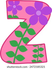 Cute Colorful Flower Letter Alphabet Vector Element