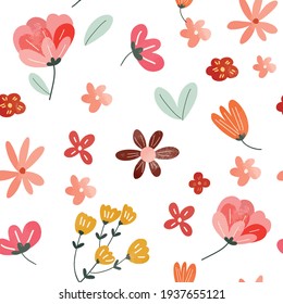 Farbige, farbige, nahtlose Blume, Vektorgrafik von Hand