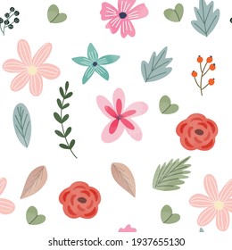 Farbige, farbige, nahtlose Blume, Vektorgrafik von Hand
