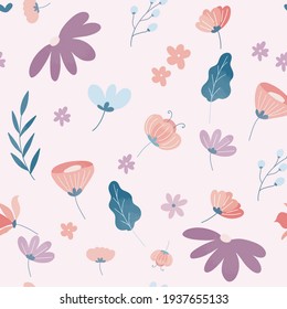 Cute colorful flower seamless pattern, illustration vector by hand draw