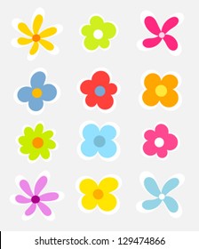 Cute colorful flowers collection - vector illustration