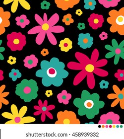 Cute colorful flowers pattern background