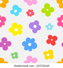 Cute colorful flowers seamless pattern. Vector illustration