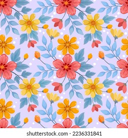 Cute colorful flowers seamless pattern. Can be used for fabric textile wallpaper.