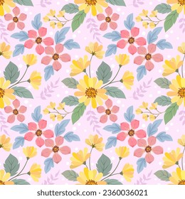 Cute colorful flowers seamless pattern. This pattern can be used for fabric textile wallpaper.