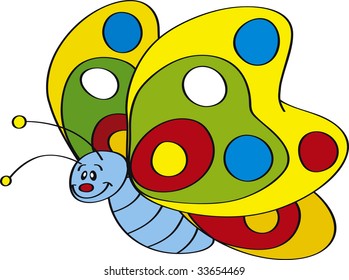 Cute colorful flying butterfly