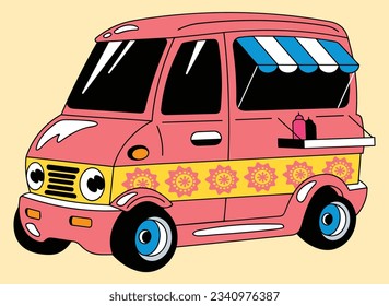 Cute and colorful food truck vector illustration