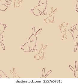 Cute colorful forest animals rabbit, deer, raccoon, bear seamless print pattern graphic tee design for kids market as vector 
