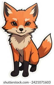 Cute colorful fox illustration sticker vector isolated animal
