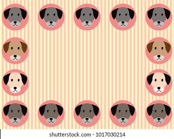 Cute colorful frame with a pattern of puppies