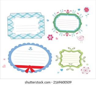 Cute Colorful Frame Set Three Sample Stock Vector (Royalty Free ...