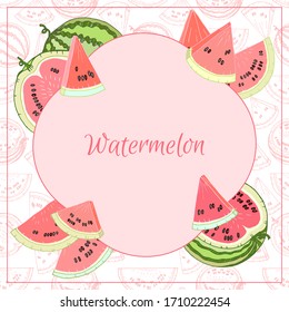 Cute colorful frame vector watermelon
