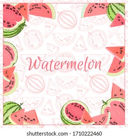 Cute colorful frame vector watermelon