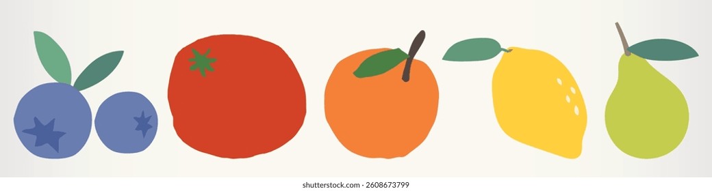 Cute colorful fruit flat illustration