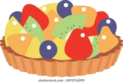 Cute colorful fruit tart illustration