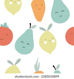 cute colorful fruits and veggies pattern