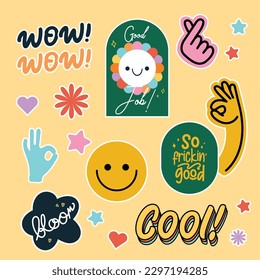 cute colorful fun sticker set