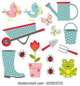 A cute colorful gardening icons collection