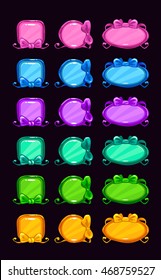 Cute colorful girlish style buttons set, vector assets for web or game design