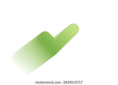 Cute colorful green check mark icon. Smooth 3d gradient icon with glow effect, long shadow. Creative vector design asset perfect for presentation design, social media, infographics.