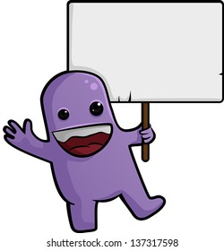 Cute colorful guy with a banner, where you can place your own text