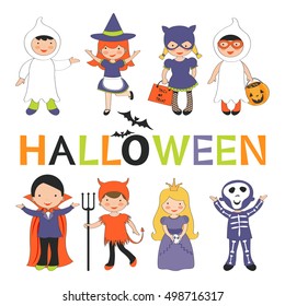 Cute colorful Halloween kids set