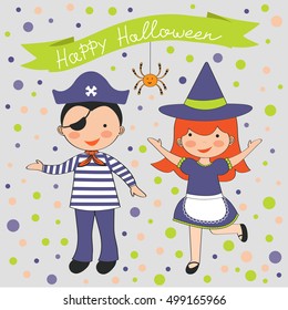 Cute colorful Halloween kids set
