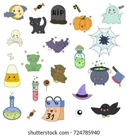 Cute colorful halloween set