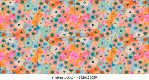 Cute colorful hand drawn artistic little flowers print. Modern cartoon style. Fashionable template for design.