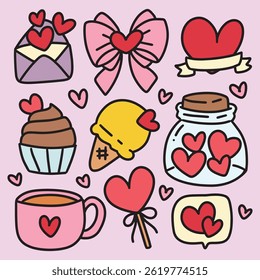 Cute Colorful Hand Drawn Doodles Elements