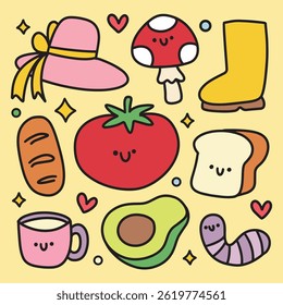 Cute Colorful Hand Drawn Doodles Elements