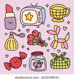 Cute Colorful Hand Drawn Doodles Elements