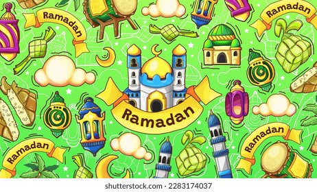 Cute Colorful Hand Drawn Ramadan Wallpaper