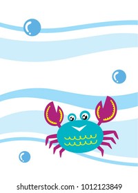 cute colorful happy crab vector