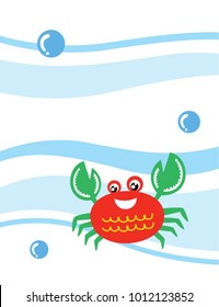 cute colorful happy crab vector