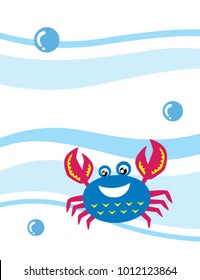 cute colorful happy crab vector