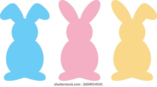 Cute Colorful Happy Easter Three Bunny