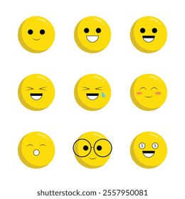 Cute and Colorful Happy Emoticons in Various Expressions
