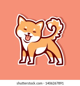 Cute colorful happy shiba inu dog smiling - Vector