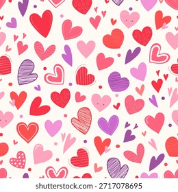 Lindos corazones coloridos sin patrón ilustración