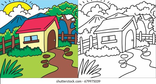 Download Cute Colorful House Coloring Book Kids Stock Vector Royalty Free 679975039