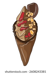 Cute and colorful ice cream cone illustration perfect for food-related designs, printable, advertising, children’s products, and seasonal summer graphics.