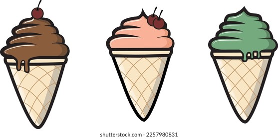 Cute and Colorful Ice Cream Illustration 
