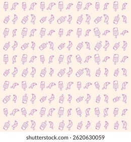 Cute colorful ice cream motif suitable for cheerful summer decoration lineart style