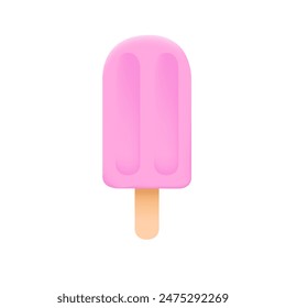 Cute colorful ice cream in pink color. Summertime refreshing dessert.